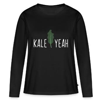 Kale Yeah Lustiges veganes Wortspiel-Geschenk - Frauen Premium Bio Langarmshirt - Schwarz - Vorne - Julia (174cm)