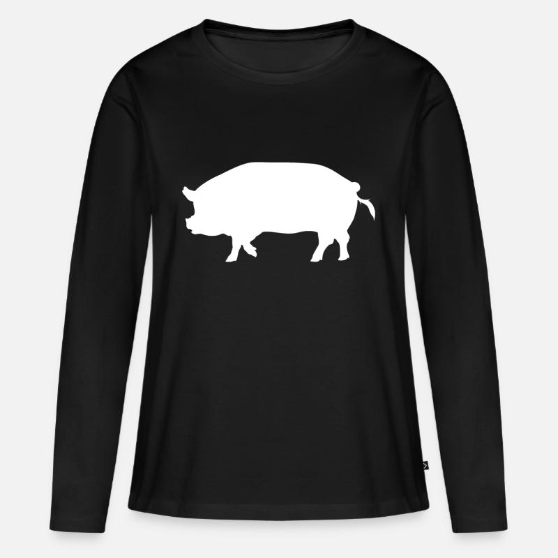 Schwein - Frauen Premium Bio Langarmshirt - Schwarz
