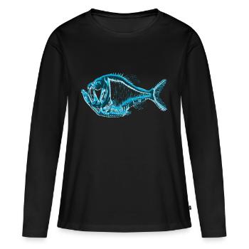 Poissons en eau profonde Espèces marines - T-shirt manches longues Premium bio Femme - noir - Devant - Julia (174cm)