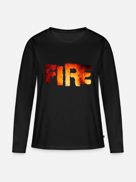 FIRE - Frauen Premium Bio Langarmshirt - Schwarz