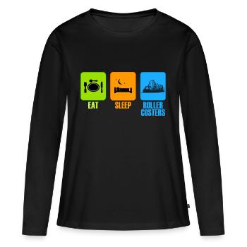 manger le cadeau de temps libre de montagnes russes de sommeil - T-shirt manches longues Premium bio Femme - noir - Devant - Julia (174cm)