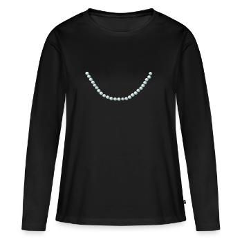 collier de perles - T-shirt manches longues Premium bio Femme - noir - Devant - Julia (174cm)