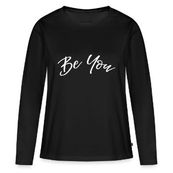 Cool slogan / slogan: sois toi (sois toi-même) - T-shirt manches longues Premium bio Femme - noir - Devant - Julia (174cm)