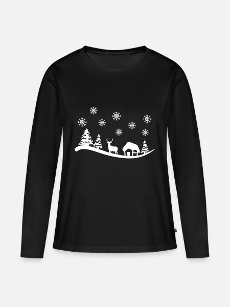 Winter, Weihnachten - Frauen Premium Bio Langarmshirt - Schwarz