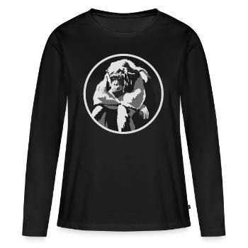 Singe ennuyé - T-shirt manches longues Premium bio Femme - noir - Devant - Julia (174cm)