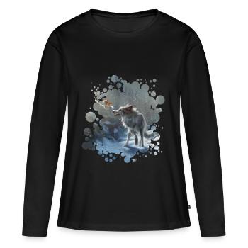 winter wolf - Women's Premium Organic Long Sleeve Shirt - black - Front - Julia (174cm)
