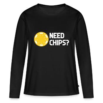 Need chips jetons casino casino poker blackjack - T-shirt manches longues Premium bio Femme - noir - Devant - Julia (174cm)