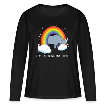 Les vraies licornes ont des courbes - T-shirt manches longues Premium bio Femme - noir - Devant - Julia (174cm)