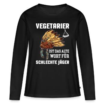 Anti végétarien Viande de mangeur de viande végétarienne - T-shirt manches longues Premium bio Femme - noir - Devant - Julia (174cm)