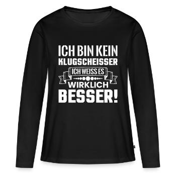 Besserwisser Klugscheißer lustiger Spruch Wissen - Frauen Premium Bio Langarmshirt - Schwarz - Vorne - Julia (174cm)
