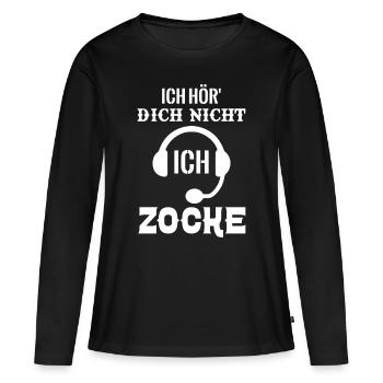 Zocken - Frauen Premium Bio Langarmshirt - Schwarz - Vorne - Julia (174cm)