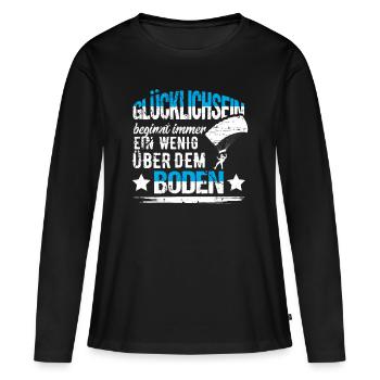 Fallschirmspringen Fallschirmsprung - Frauen Premium Bio Langarmshirt - Schwarz - Vorne - Julia (174cm)