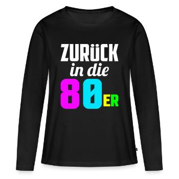 80s Eighties - Women's Premium Organic Long Sleeve Shirt - black - Front - Julia (174cm)