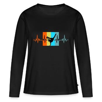 Cadeau rétro Breakdance Heartbeat - T-shirt manches longues Premium bio Femme - noir - Devant - Julia (174cm)