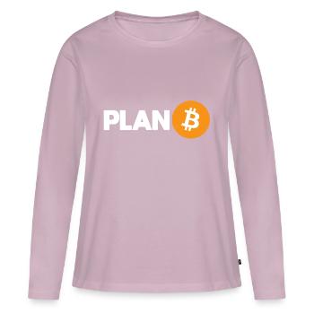 Plan Bitcoin - T-shirt manches longues Premium bio Femme - rose poudré - Devant - Julia (174cm)