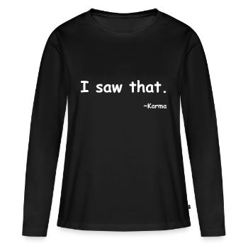 j'ai vu ce karma - T-shirt manches longues Premium bio Femme - noir - Devant - Julia (174cm)
