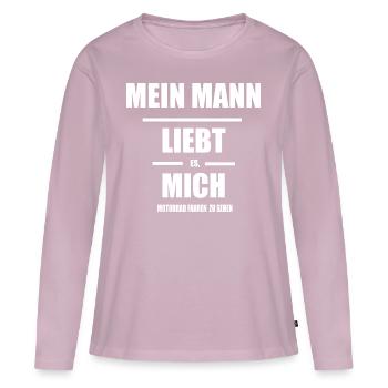 Mon dieu m’aime! - T-shirt manches longues Premium bio Femme - rose poudré - Devant - Julia (174cm)