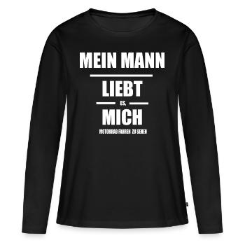 Mein Man liebt mich! - Frauen Premium Bio Langarmshirt - Schwarz - Vorne - Julia (174cm)