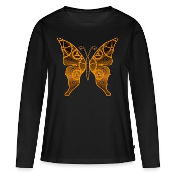 Steampunk butterfly - Women's Premium Organic Long Sleeve Shirt - black - Front - Julia (174cm)