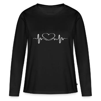 Fréquence cardiaque - T-shirt manches longues Premium bio Femme - noir - Devant - Julia (174cm)