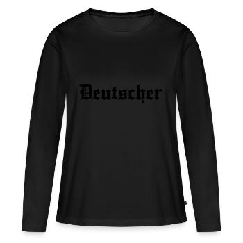 Deutscher - Frauen Premium Bio Langarmshirt - Schwarz - Vorne - Julia (174cm)