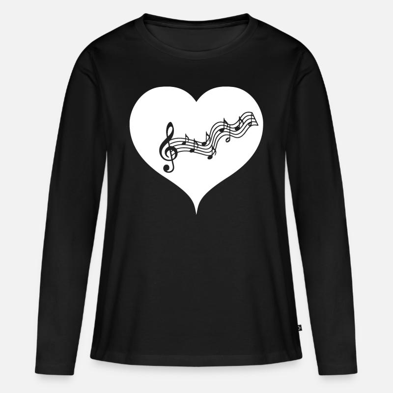 Herz Note Musiknote Musik Liebe weiß Geschenkidee - Frauen Premium Bio Langarmshirt - Schwarz