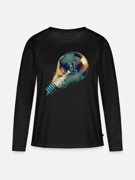 Żarówka lampy elektrycznej - Ekologisk långärmad premium-T-shirt dam - svart