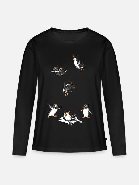 Pinguine können nicht fliegen! - Frauen Premium Bio Langarmshirt - Schwarz