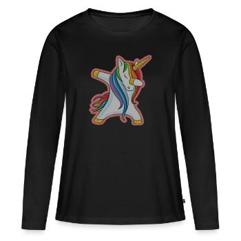 Unicorn Dab - T-shirt manches longues Premium bio Femme - noir - Devant - Julia (174cm)