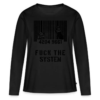Baiser le système - T-shirt manches longues Premium bio Femme - noir - Devant - Julia (174cm)