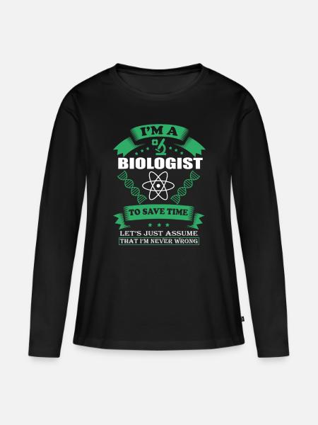 Ich bin Biologe - Frauen Premium Bio Langarmshirt - Schwarz