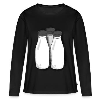 bouteille de lait - T-shirt manches longues Premium bio Femme - noir - Devant - Julia (174cm)