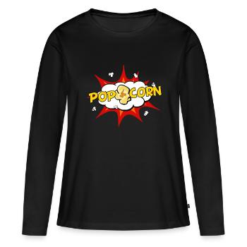 Pop-corn Pop Art - T-shirt manches longues Premium bio Femme - noir - Devant - Julia (174cm)