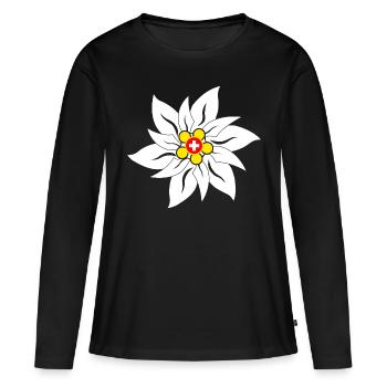 edelweiss - Frauen Premium Bio Langarmshirt - Schwarz - Vorne - Julia (174cm)