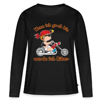 CD - wenn ich groß bin werde ich Biker - Motorrad - Frauen Premium Bio Langarmshirt - Schwarz - Vorne - Julia (174cm)