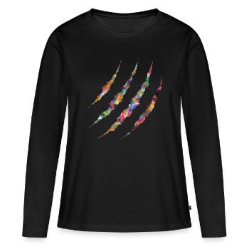Monstre, design scratch - T-shirt manches longues Premium bio Femme - noir - Devant - Julia (174cm)