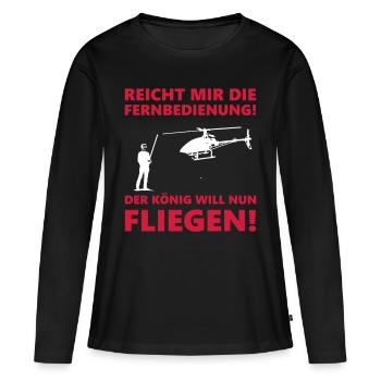 Modell Hubschrauber Helicopter Geschenk lustig - Frauen Premium Bio Langarmshirt - Schwarz - Vorne - Julia (174cm)