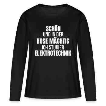 Nice et dans le pantalon puissant génie électrique Stu - T-shirt manches longues Premium bio Femme - noir - Devant - Julia (174cm)