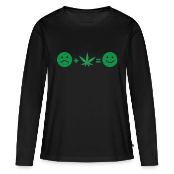 Weed makes happy hemp cannabis pothead gift - Women's Premium Organic Long Sleeve Shirt - black - Front - Julia (174cm)