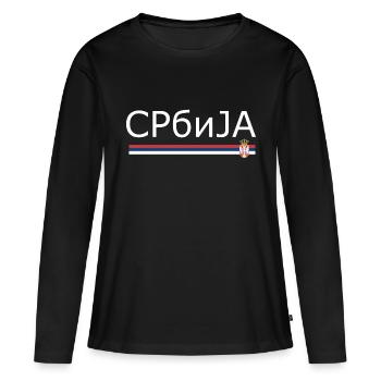 Србија Serbia motif gift idea proud Serb - Women's Premium Organic Long Sleeve Shirt - black - Front - Julia (174cm)