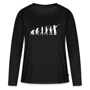 Evolution d'une idée cadeau géniale pour chasseur - T-shirt manches longues Premium bio Femme - noir - Devant - Julia (174cm)