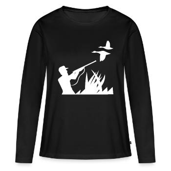 Idée cadeau: chasseur d'oiseaux, motif de chasse fier - T-shirt manches longues Premium bio Femme - noir - Devant - Julia (174cm)