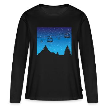 Seilbahn Skigebiet Wintersport Geschenkidee Cool - Frauen Premium Bio Langarmshirt - Schwarz - Vorne - Julia (174cm)