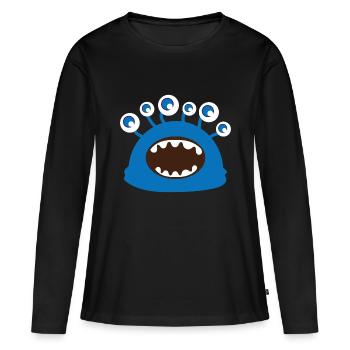 Doux monstre idée cadeau enfants beaucoup d’yeux - T-shirt manches longues Premium bio Femme - noir - Devant - Julia (174cm)