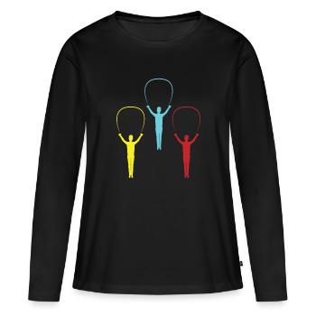 Jumper Idée cadeau coloré sport de corde Springer - T-shirt manches longues Premium bio Femme - noir - Devant - Julia (174cm)