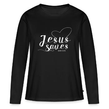 Jésus saves Biblesvers Idée de don Religion Foi - T-shirt manches longues Premium bio Femme - noir - Devant - Julia (174cm)