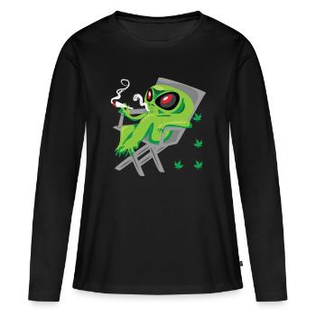 Pothead Alien Marijuana Weed Cannabis Cannabis Gift - Women's Premium Organic Long Sleeve Shirt - black - Front - Julia (174cm)