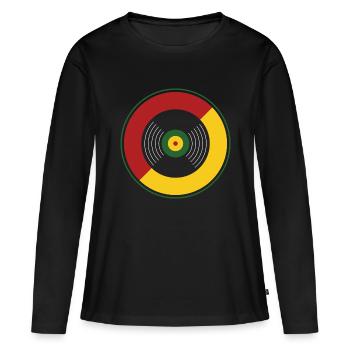 Record de musique reggae jamaïque - T-shirt manches longues Premium bio Femme - noir - Devant - Julia (174cm)