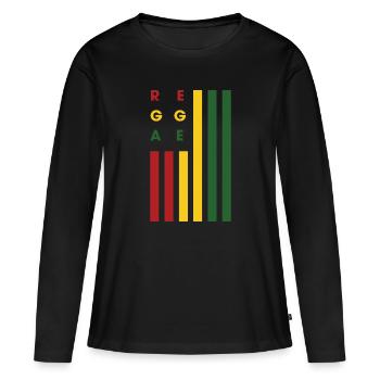 Drapeau Reggae Jamaica Colors Idée cadeau Mauvaises herbes - T-shirt manches longues Premium bio Femme - noir - Devant - Julia (174cm)