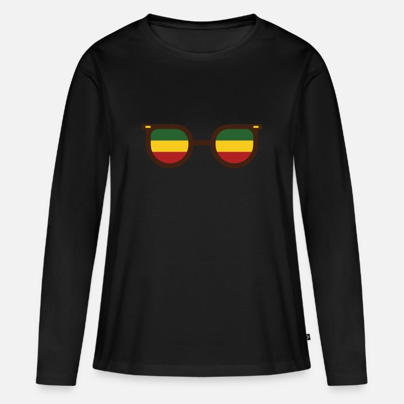 Reggae Jamaika Sonnenbrille coole Geschenkidee - Frauen Premium Bio Langarmshirt - Schwarz